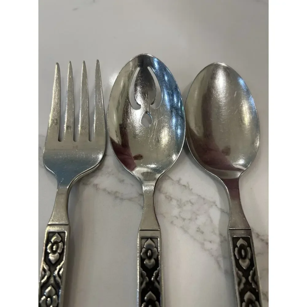 Reed & Barton stainless Caracas lot of 3 Serving Utensils 8.5” Stainless